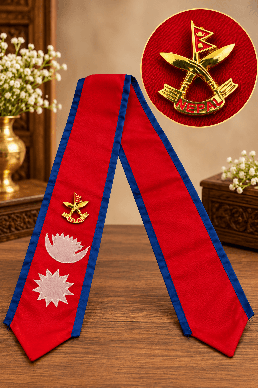 Sash and cross khukuri badge